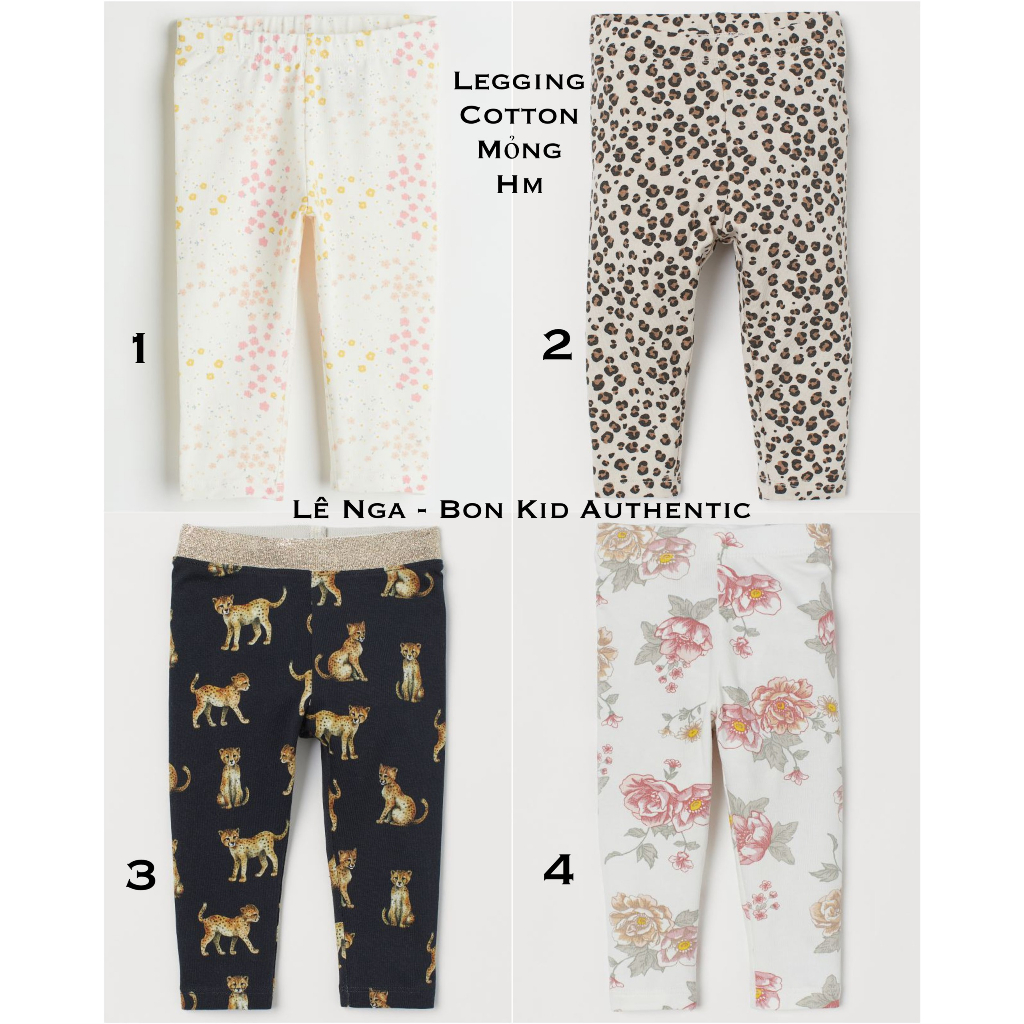 Quần legging cotton mỏng nhẹ HM Spain/US/CN từ 4-6m đến 3-4y