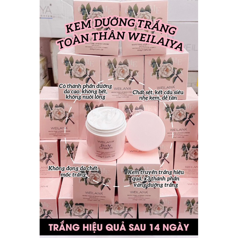 Kem body trắng da nâng tone bảo vệ da Weilaiya-Marci