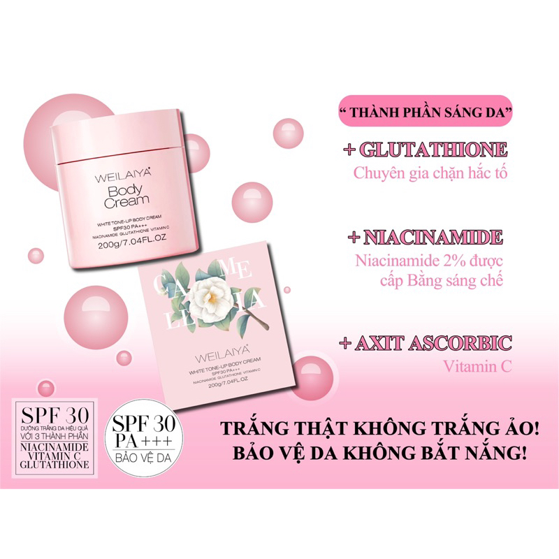 Kem body trắng da nâng tone bảo vệ da Weilaiya-Marci