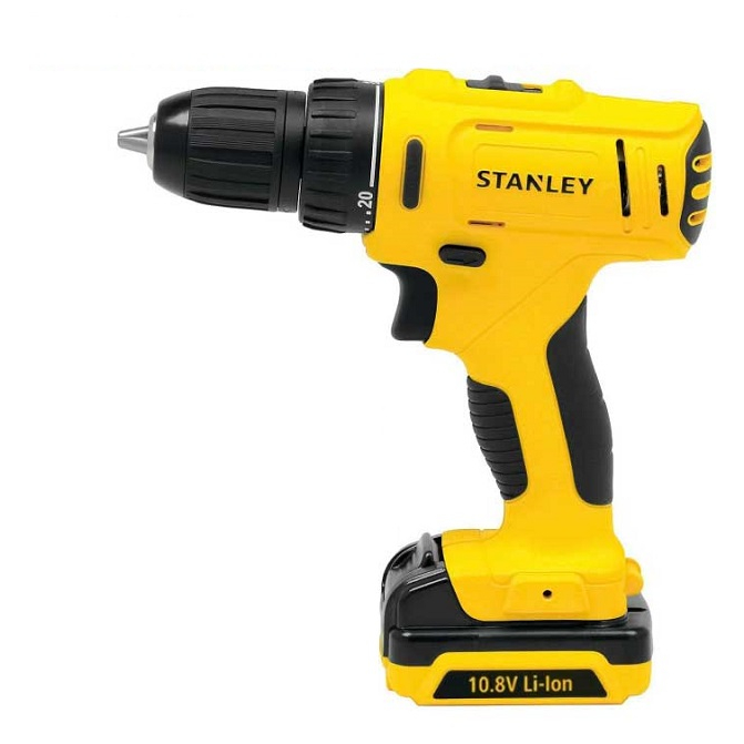 Máy khoan vặn vít pin Stanley SCD12S2 10.8V, 26 Nm, 19 mm, 1.3 kg, 20 tốc độ, LED, túi vải