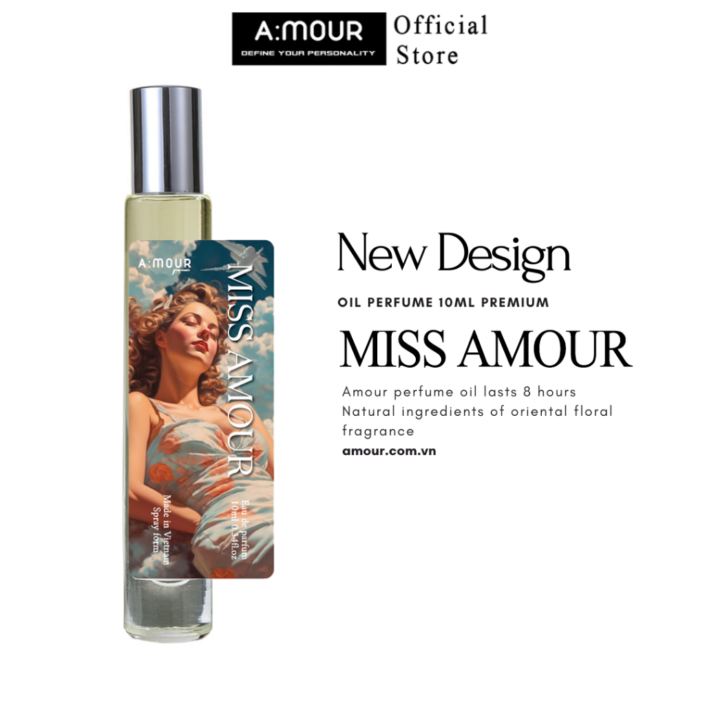 Tinh Dầu Nước Hoa Nữ Miss Amour Nguyên Liệu Nhập Pháp Hương Thơm Dịu Dàng Nữ Tính, Thanh lịch 10ml và 2ml - Dạng Xịt