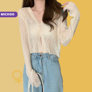 Áo Cardigan nữ Mỏng MICHOO Basic 1 Cúc Khoác len Ngoài