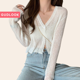 Áo Khoác Cardigan Len Mỏng GUDLOOK 1 Cúc Khoác Ngoài 4 Màu