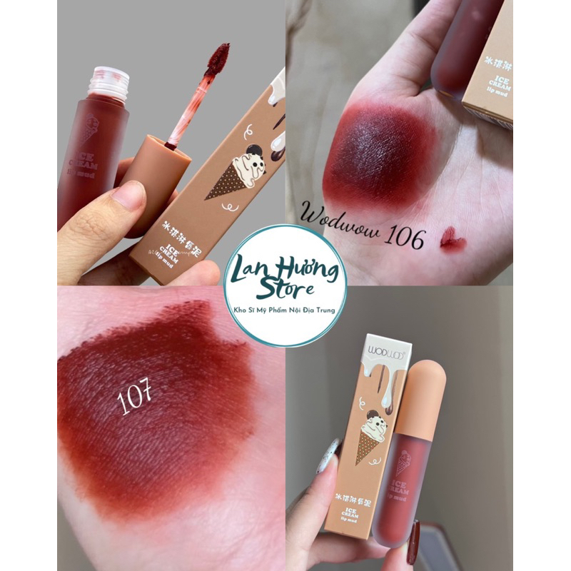Son Wodwod Ice Cream Chất son mịn màu dupe a12,bibia