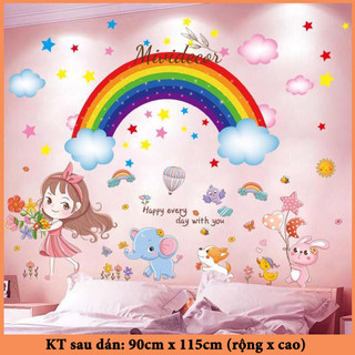 Tranh dán tường cho bé Mividecor hình dán em bé gái