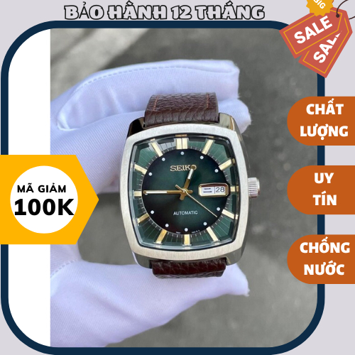 Đồng Hồ Cơ Nam Dây Da, đồng hồ sk mặt vuông dây da bò đi tiệc, lịch sự sang trọng