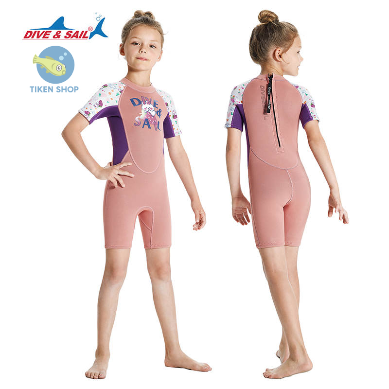 Đồ bơi giữ nhiệt Dive & Sail chống lạnh cho bé gái thỏ dâu