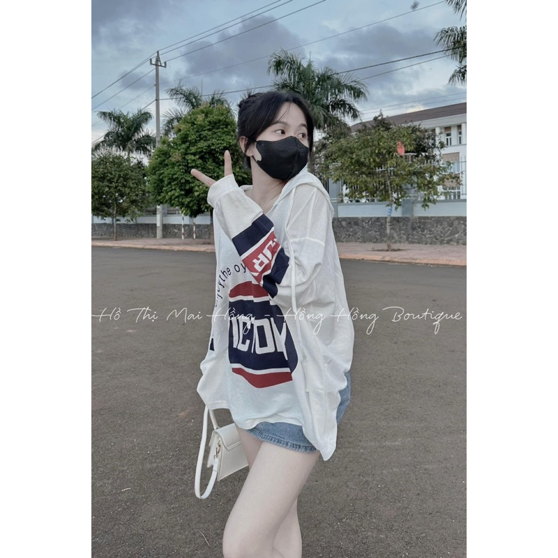 Áo Thun Giấy Dài Tay Quốc Dân/ Áo thun nữ Dáng Dài Có Mũ siêu hot / From rộng y ảnh /có ảnh thật