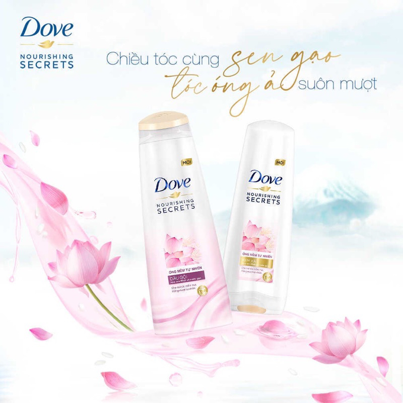 Dầu gội Dove Óng mềm tự nhiên 140g/ Sữa tắm Dove Hoa anh đào 200g