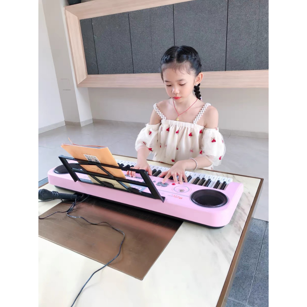Đàn organ cho bé kèm míc 2 màu đen hồng cho các con thoả sức ca hát sáng tạo TC412-1508