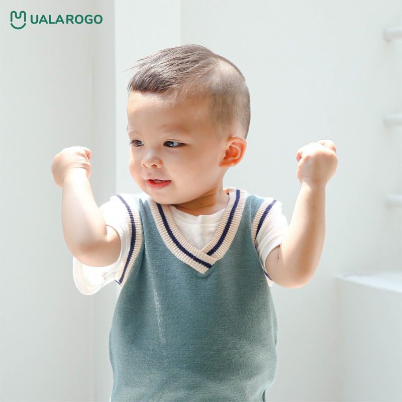 Áo gile len Ualarogo viền cổ cho bé
