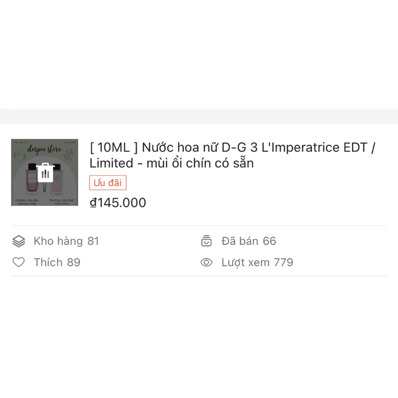 Nước hoa nữ 𝐃 𝐆 𝟑 𝐋'𝐈𝐦𝐩𝐞𝐫𝐚𝐭𝐫𝐢𝐜𝐞 EDT - limited : mùi ổi chín