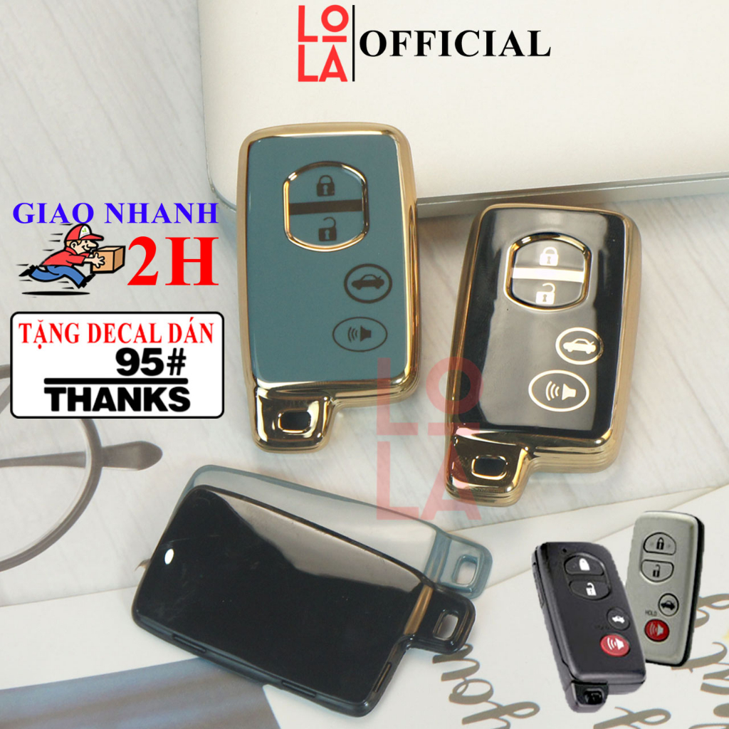 Ốp chìa khoá Toyota Altis 2.0V, Camry 3.5, Venza, Landcruiser Prado 2010 ô tô vỏ bọc smartkey bằng nhựa Tpu mạ vàng