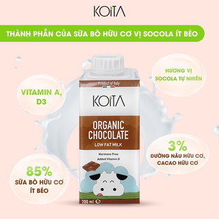 (Hàng có sẵn) Sữa bò hữu cơ socola Ít béo Koita 200ml