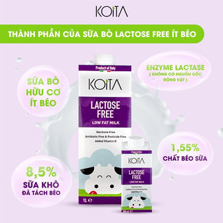 (Hàng có sẵn) Sữa bò không chứa Lactose Koita (200ml - 1l)