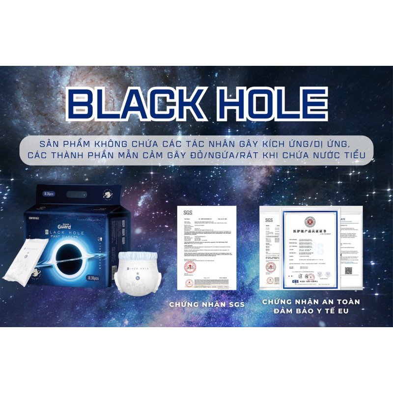 Bỉm dán/ quần BLACK HOLE Nội Địa Trung cao cấp 100% đủ size NB64/ S58/ M50/ L42/ XL38/ L38/XL36/ XXL34/ XXXL32