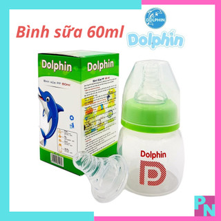 Bình sữa cho bé bình sữa 60ml Dophin không BPA núm vú siêu mềm chống sặc chống đầy hơi tặng kèm van chống sặc