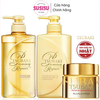 Dầu gội Dầu xả Tsubaki ngăn rụng tóc Premium Repair Shampoo 490ml / Dầu hấp phục hồi hư tổn tóc