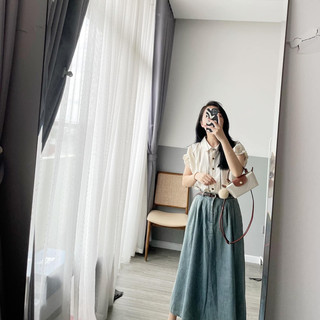 CHÂN VÁY JEAN MỀM KÈM ĐAI