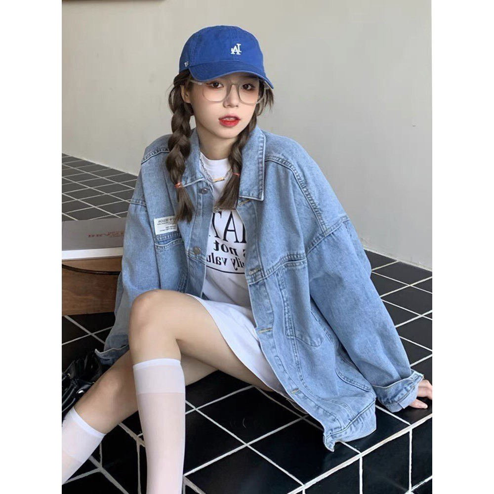 Áo khoác bò,Denim Jean form rộng Unisex nam nữ thêu logo hai màu xanh,đen chất bò dày dặn cá tính phong cách Ulzzang