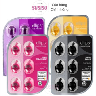 DẦU CÁ DƯỠNG TÓC ELLIPS Hair Vitamin Hair Treatment Serum dưỡng tóc Chắc Khỏe (Vỉ 6 Viên - Hồng/Tím/Đen/Vàng)