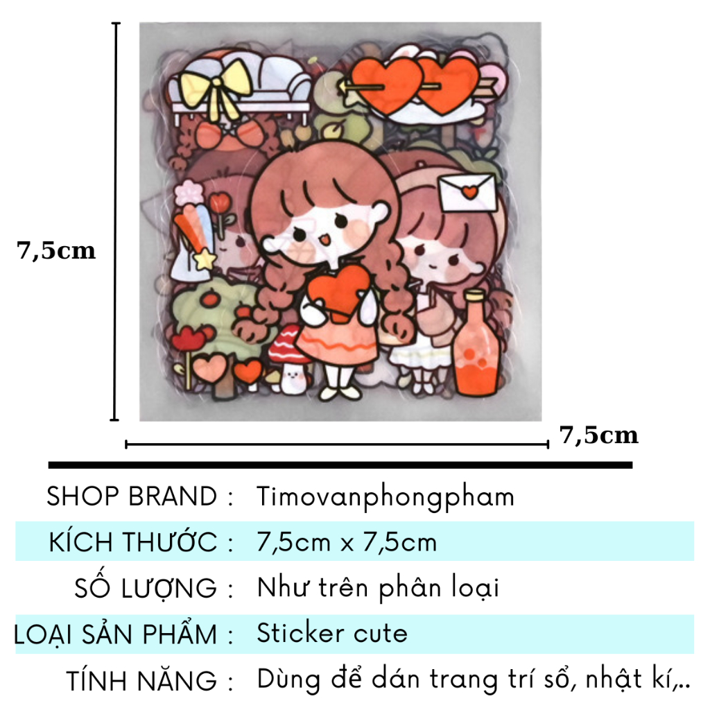 Hình Dán Sticker Set 25 Tấm Cute Giá Rẻ Trang Trí Toploader Dán Mũ Bảo Hiểm Decor Bình Nước Timo ST01-2