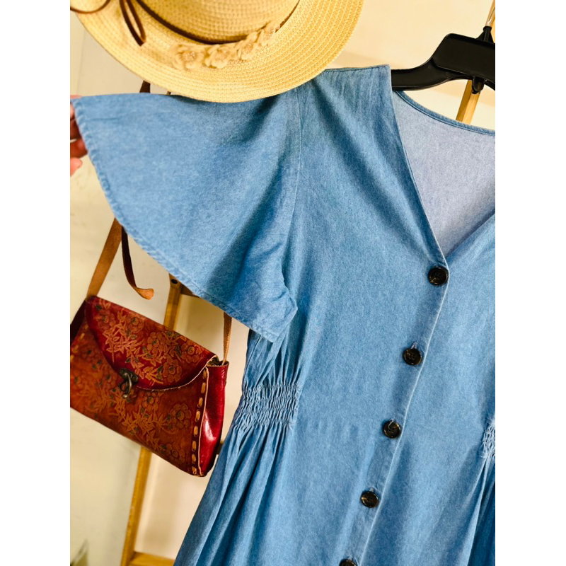 Đầm denim chun eo