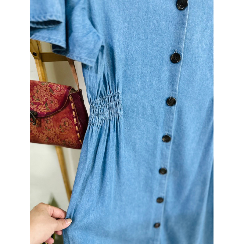 Đầm denim chun eo