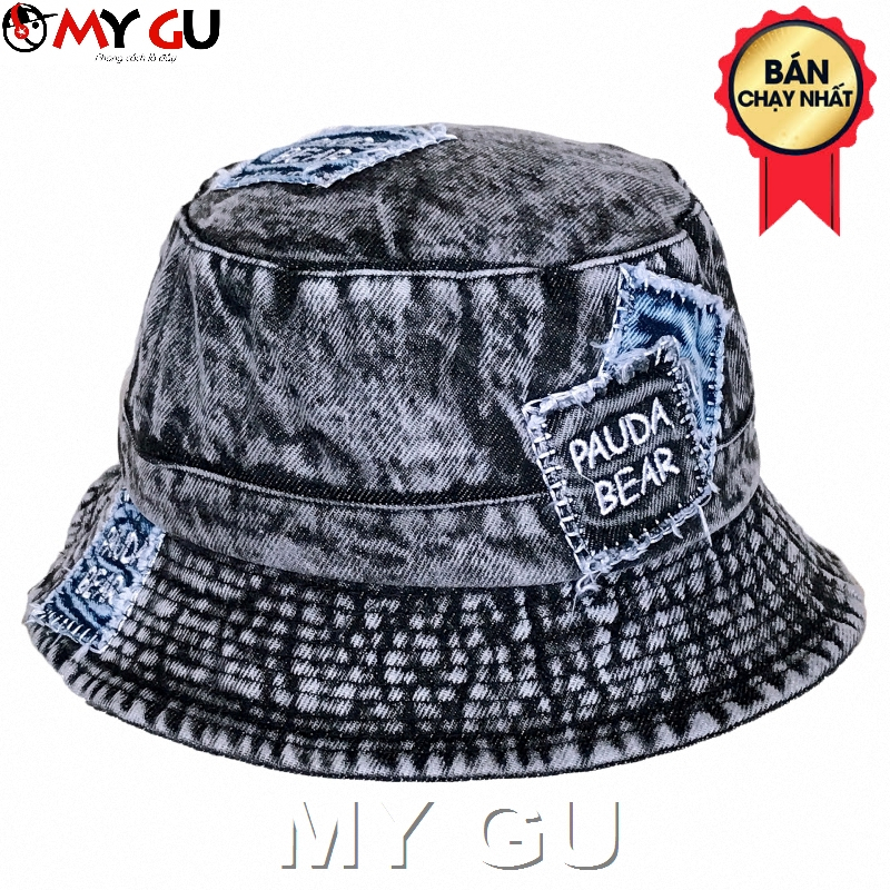 Mũ Bucket Nón tai bèo vành cụp PAUDA BEAR Jean wax cao cấp M783