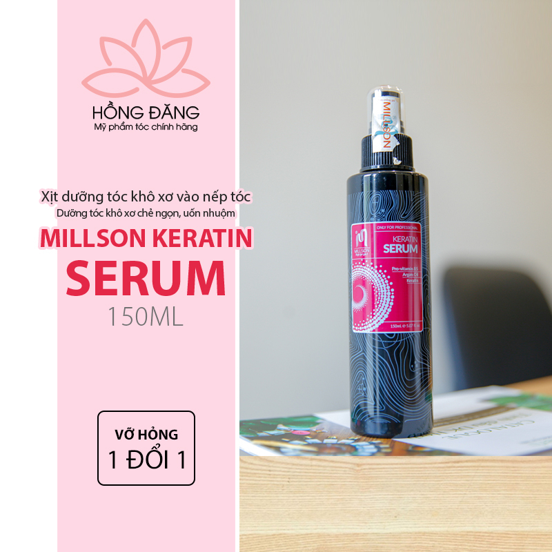Xịt dưỡng tóc chăm sóc tóc phục hồi hư tổn Keratin Millson 150ml sịt dưỡng tóc uốn nhuộm duỗi tinh chất dưỡng tóc khô xơ