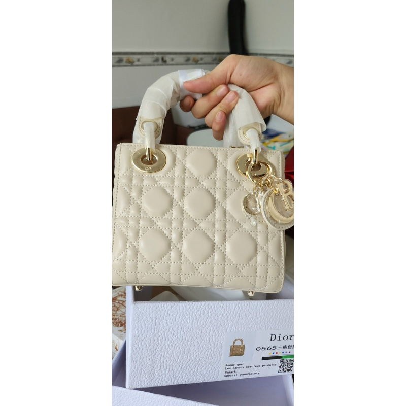 TÚI D.I.O.R LADY MINI SIZE 17CM DA BÀU MÀU BE BEIGE BẢN MÀU HIỂM