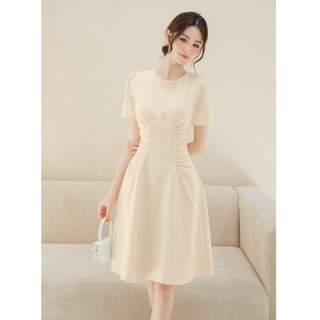 Olv - đầm white ruched dress