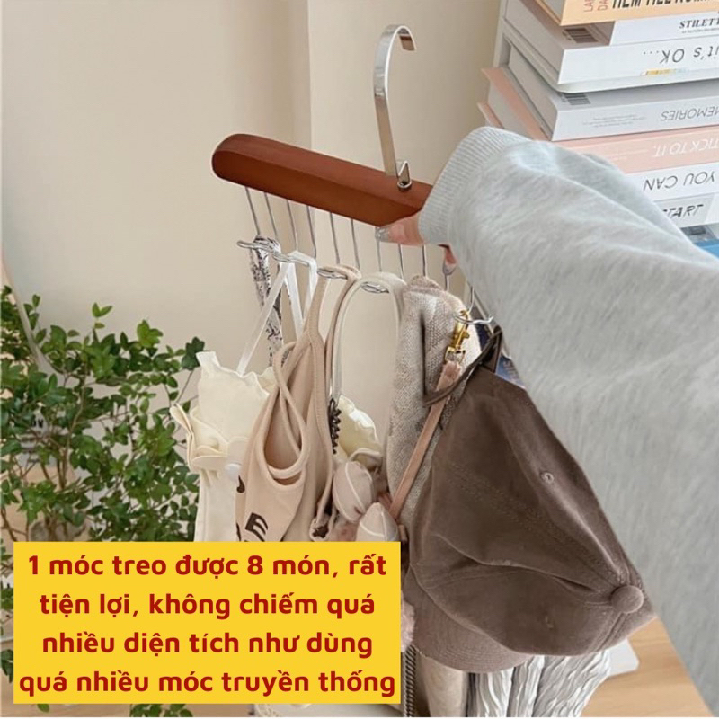 Móc Gỗ Treo Đồ Lót, Khăn , Thắt Lưng, Cà Vạt, Áo 2 Dây Đa Năng Tiện Dụng