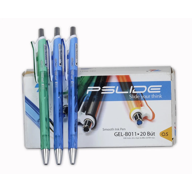 Hộp 20 Bút Gel Bấm 0.5 mm Pslide - Thiên Long GEL-B011 - MỰC XANH