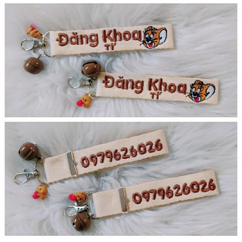 Nametag style hàn quốc thêu tên + hình theo yêu cầu, k tính phí đổi hình. Chất liệu dây như hình.