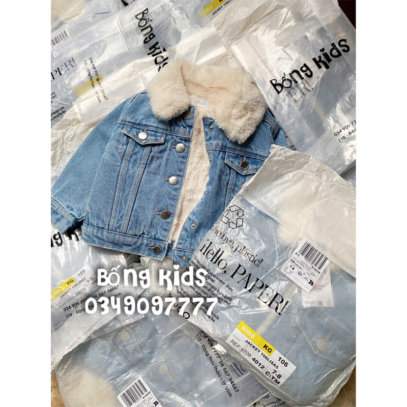 Áo Khoác Denim Bé Trai & Bé Gái Lót Lông MG