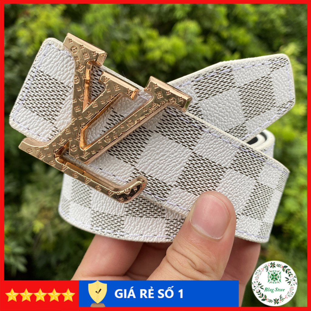 Dây nịt nam LV, Thắt lưng nam LV, dây lưng da caro đủ màu, đầu khóa chữ nhỏ LV002
