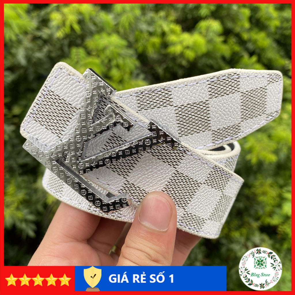 Dây nịt nam LV, Thắt lưng nam LV, dây lưng da caro đủ màu, đầu khóa chữ nhỏ LV002