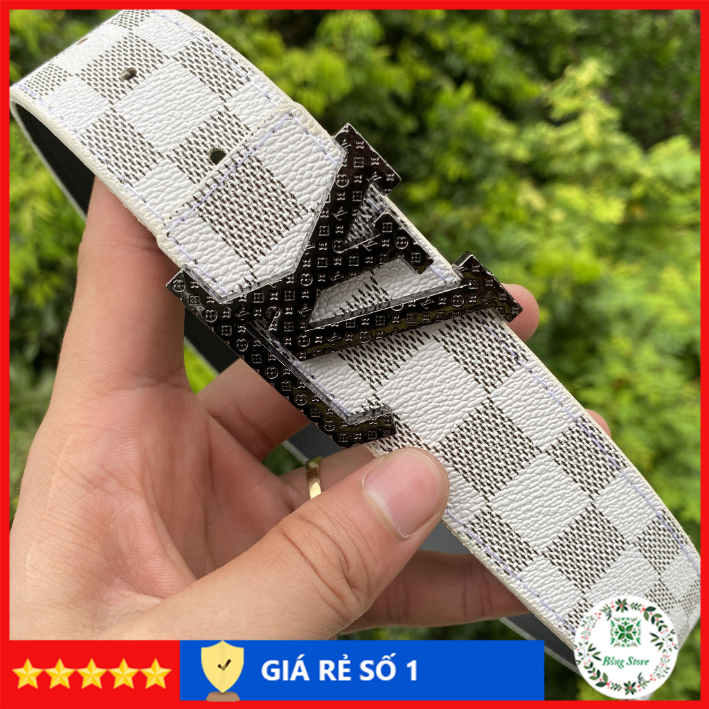 Dây nịt nam LV, Thắt lưng nam LV, dây lưng da caro đủ màu, đầu khóa chữ nhỏ LV002