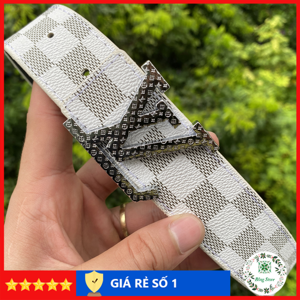 Dây nịt nam LV, Thắt lưng nam LV, dây lưng da caro đủ màu, đầu khóa chữ nhỏ LV002