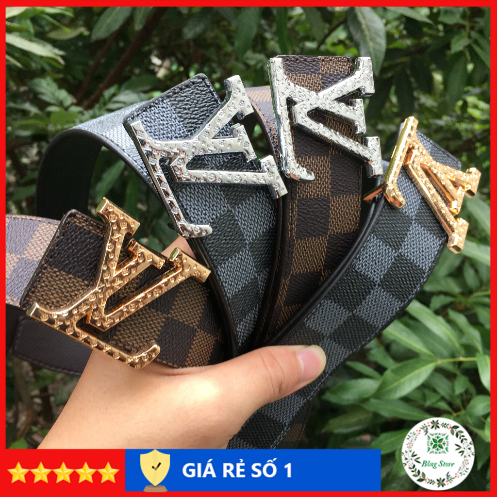 Dây nịt nam LV, Thắt lưng nam LV, dây lưng da caro đủ màu, đầu khóa chữ nhỏ LV002