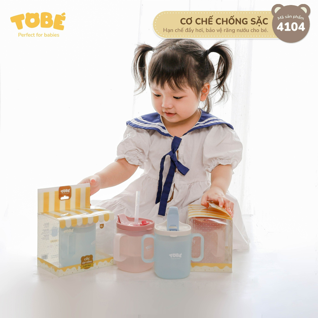 Cốc tập hút Tobe 3 giai đoạn có chia vạch cho bé Lunakidsbaby