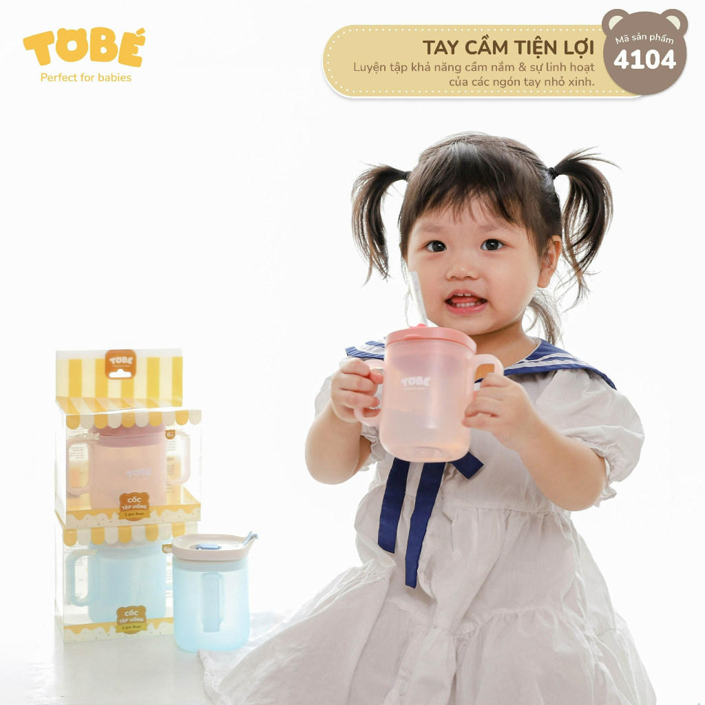 Cốc tập hút Tobe 3 giai đoạn có chia vạch cho bé Lunakidsbaby