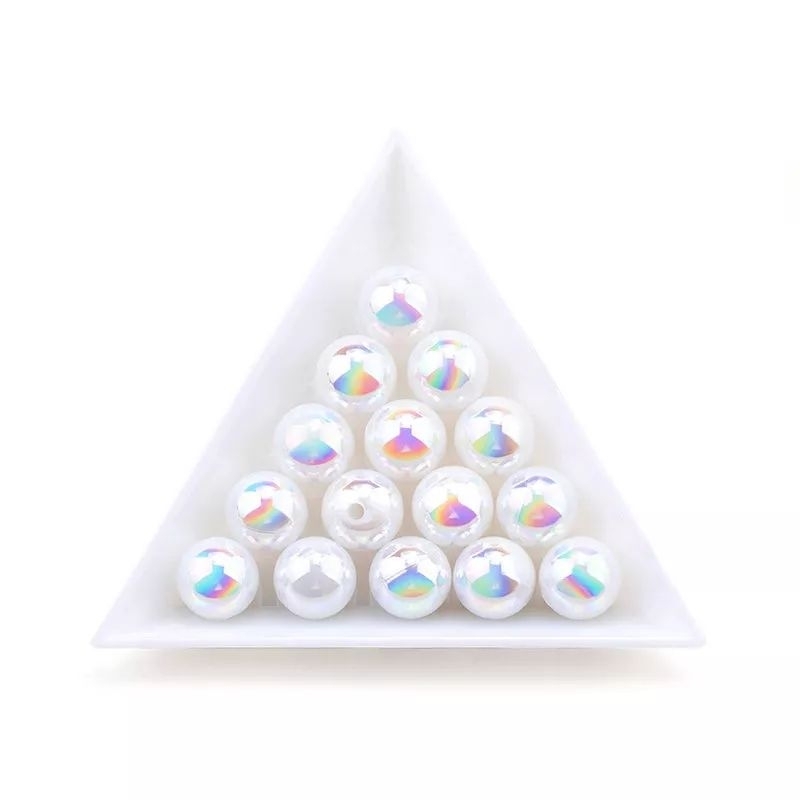 10 hạt nhựa tròn ánh màu hologram 6mm, 8mm, 10mm/ hạt nhựa acrylic màu lấp lánh xỏ lỗ hai đầu