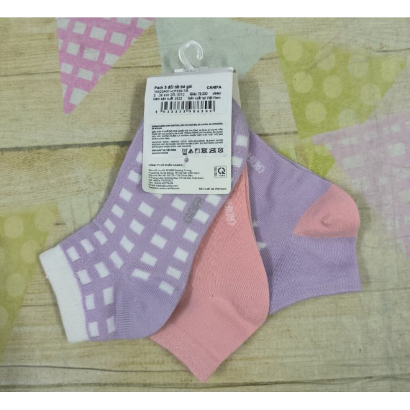Pack 3 đôi tất cổ ngắn bé gái Canifa