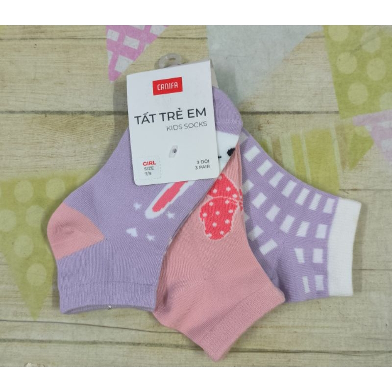 Pack 3 đôi tất cổ ngắn bé gái Canifa