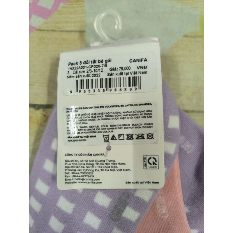 Pack 3 đôi tất cổ ngắn bé gái Canifa