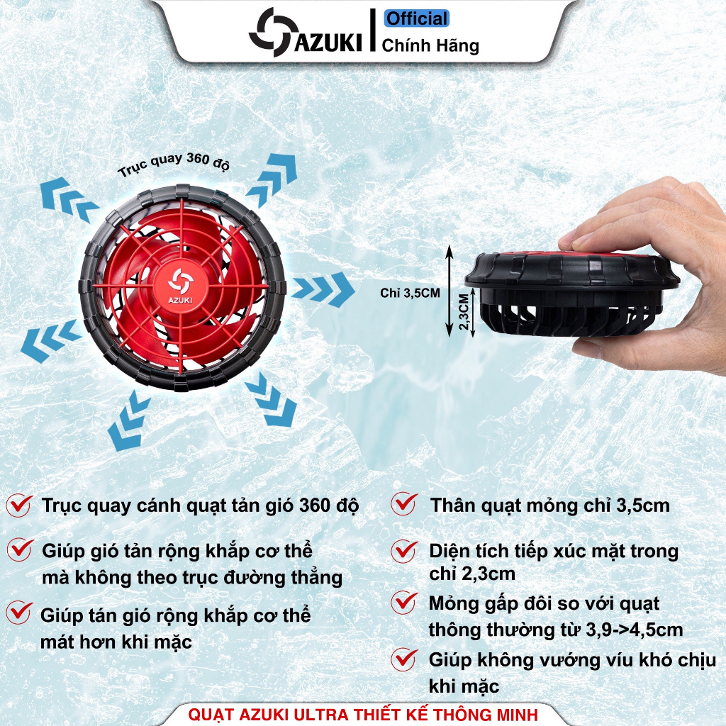 Quạt AZUKI 13V ULTRA không chổi than THÁO CÁNH