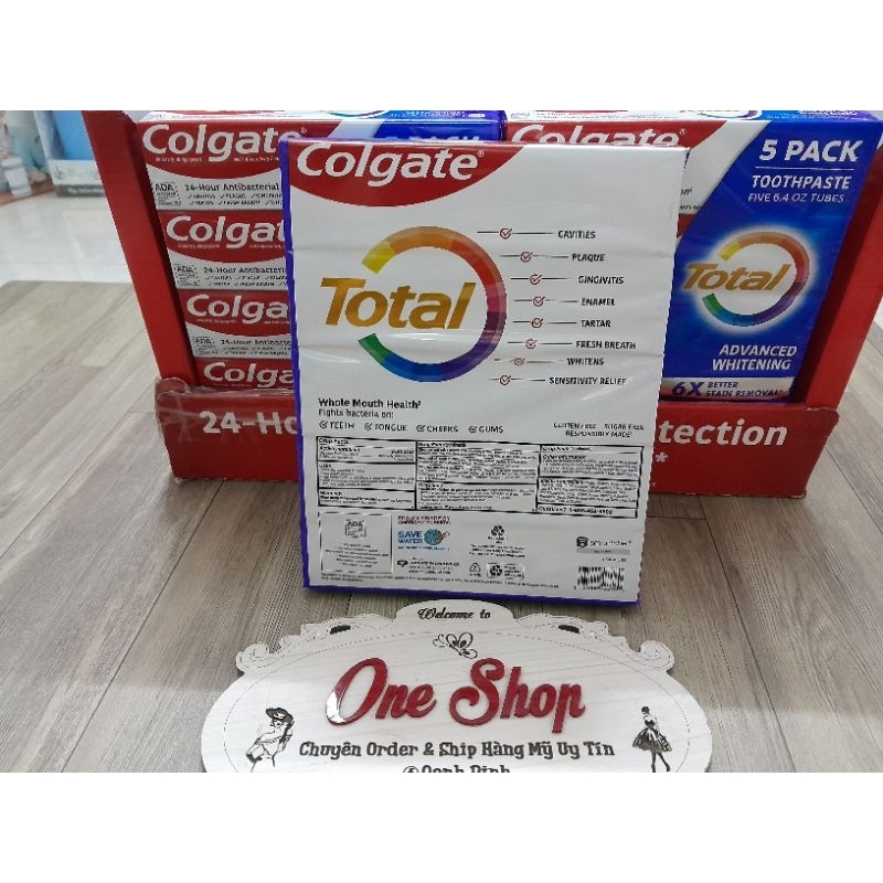 Mẫu mới - Set 5 tuýp kem đánh răng Colgate Total Advanced Whitening 181g/tuýp của Mỹ