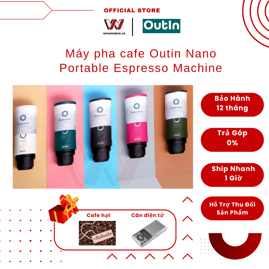 Máy pha cà phê Outin Nano Portable Espresso - Hàng Chính Hãng Full VAT